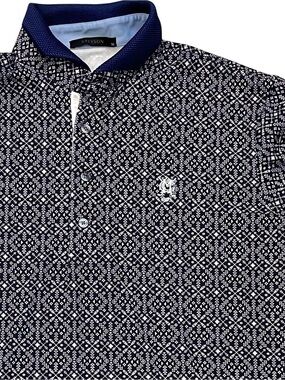 Greyson Montclair Golf Club Polo Medium Navy Patterned Performance Golf Shirt